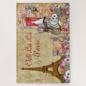 Paris Eiffel Tower Gold  Franse wilde bloemen Legpuzzel (Verticaal)