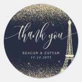 Paris Eiffel Tower Gold Glitter Weddenschap Hartel Ronde Sticker (Voorkant)