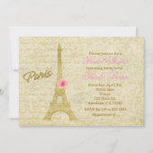 Paris Eiffel Tower Gold & Roze Elegant Invitting Kaart (Voorkant)