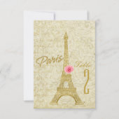 Paris Eiffel Tower Gold & Roze Table Number Kaart (Voorkant)
