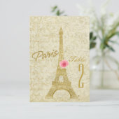 Paris Eiffel Tower Gold & Roze Table Number Kaart (Staand voorkant)