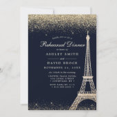 Paris Eiffel Tower Gold Sparkle-repetitie Kaart (Voorkant)