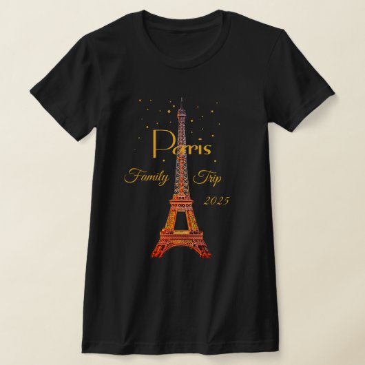 Paris Eiffel Tower Gold T-Shirt (Laagn)