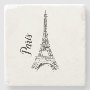 Paris Eiffel Tower Illustration Stone Onderzetter