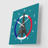 Paris Eiffel Tower in Flag Cirkel Sq Wall Clock Vierkante Klok (Hoek)