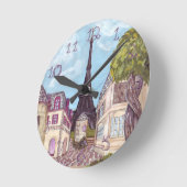 Paris Eiffel Tower inspired clock fabric numbers Ronde Klok (Hoek)