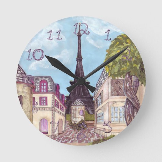 Paris Eiffel Tower inspired clock fabric numbers Ronde Klok (Voorkant)