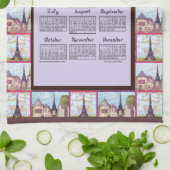 Paris Eiffel Tower Inspired Collage 2026 calendar Theedoek (Gevouwen)