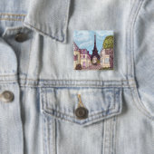 Paris Eiffel Tower inspireert landschapsknop Vierkante Button 5,1 Cm (In situ)