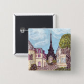 Paris Eiffel Tower inspireert landschapsknop Vierkante Button 5,1 Cm (Voorkant /achterkant)