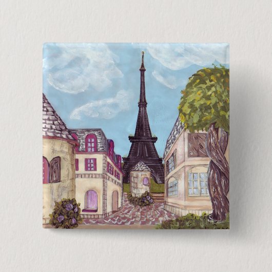 Paris Eiffel Tower inspireert landschapsknop Vierkante Button 5,1 Cm (Voorkant)