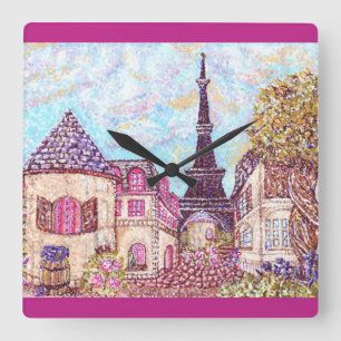 Paris Eiffel Tower inspireert pointillisme klok