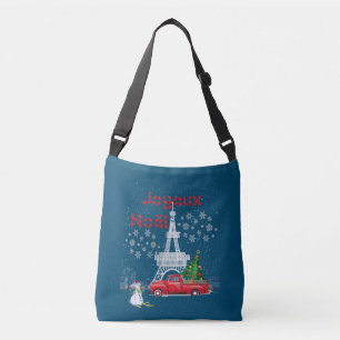 Paris Eiffel Tower - kerstboom Red Truck Joyeux Crossbody Tas