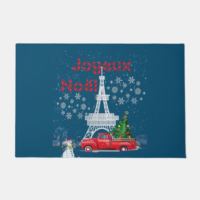 Paris Eiffel Tower - kerstboom Red Truck Joyeux Deurmat (Voorkant)