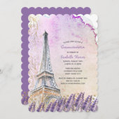 Paris Eiffel Tower Lavender Quinceanera Kaart (Voorkant / Achterkant)