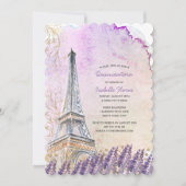 Paris Eiffel Tower Lavender Quinceanera Kaart (Voorkant)
