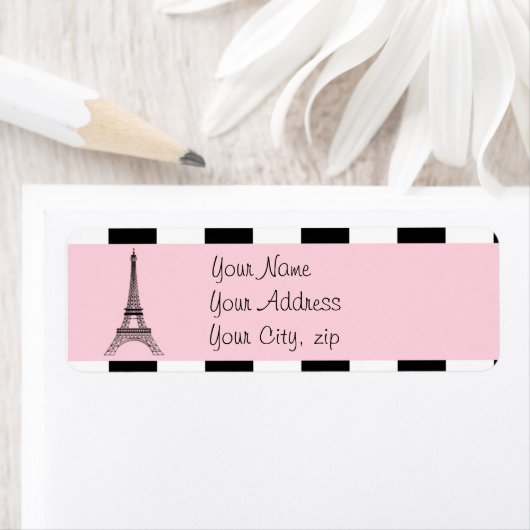 Paris Eiffel Tower Light Roze zwarte witte labels (Insitu)