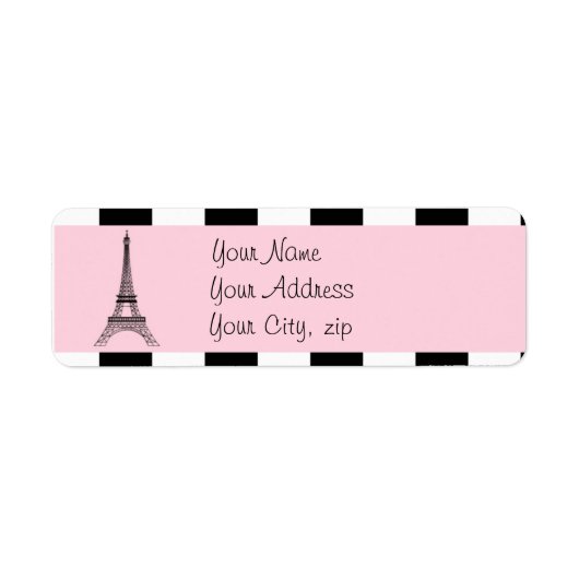 Paris Eiffel Tower Light Roze zwarte witte labels (Voorkant)