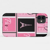 Paris Eiffel Tower Love Pink Black Case-Mate iPhone Case (Achterkant (horizontaal))
