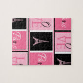 Paris Eiffel Tower Love Pink Black Legpuzzel (Horizontaal)