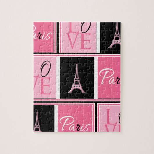 Paris Eiffel Tower Love Pink Black Legpuzzel (Verticaal)