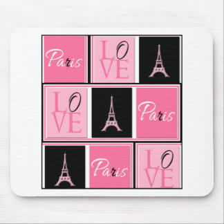 Paris Eiffel Tower Love Pink Black Muismat