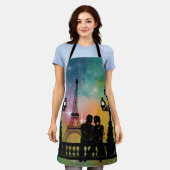 *~* Paris Eiffel Tower Lovers Roos Celestial Stars Schort (Gedragen)