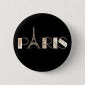 Paris Eiffel Tower  Map Word Art Ronde Button 5,7 Cm (Voorkant)