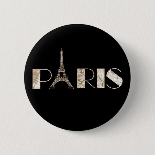 Paris Eiffel Tower  Map Word Art Ronde Button 5,7 Cm (Voorkant)