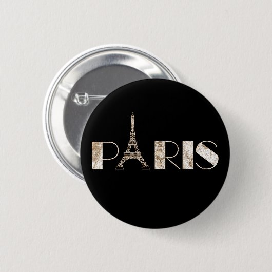 Paris Eiffel Tower  Map Word Art Ronde Button 5,7 Cm (Voorkant /achterkant)