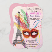 Paris Eiffel Tower Masquerade Sweet 16 Uitnodiging (Voorkant / Achterkant)