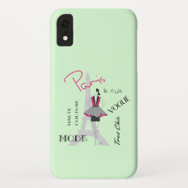 Paris Eiffel Tower Mode Light Green Case-Mate iPhone Case