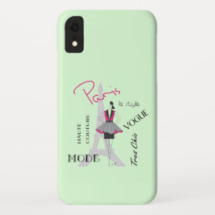 Paris Eiffel Tower Mode Light Green Case-Mate iPhone Case