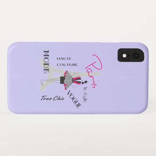 Paris Eiffel Tower Mode Lite Paars Case-Mate iPhone Case (Achterkant (horizontaal))
