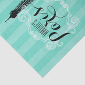 Paris Eiffel Tower Monogram Seafoam Green Stripes Tissuepapier (Detail)