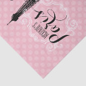 Paris Eiffel Tower Monogramme Name Pink Polka Dot Tissuepapier (Detail)