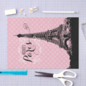 Paris Eiffel Tower Monogramme Name Pink Polka Dot Tissuepapier (Craft)