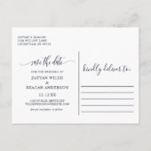 Paris Eiffel Tower Navy Silver Photo Save the Date Aankondigingskaart (Achterkant)