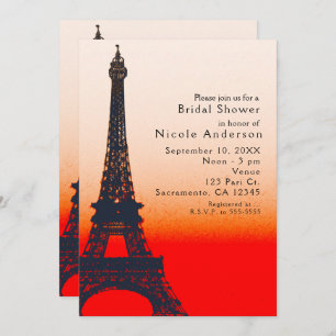 Paris Eiffel Tower Oranje Sunset Chic Invitations Kaart