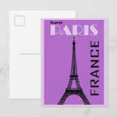 Paris Eiffel Tower  Paars Travel Poster Briefkaart (Voorkant / Achterkant)