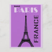 Paris Eiffel Tower Paars Travel Poster Briefkaart (Voorkant)