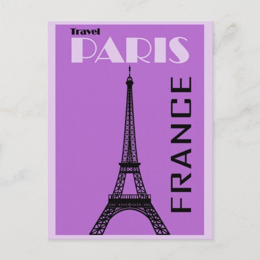 Paris Eiffel Tower  Paars Travel Poster Briefkaart (Voorkant)
