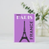 Paris Eiffel Tower  Paars Travel Poster Briefkaart (Staand voorkant)