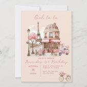 Paris Eiffel Tower Party Meisje Verjaardag Kaart (Voorkant)