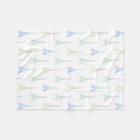 Paris Eiffel Tower Pastel Rainbow Fleece Blanket Deken (Voorkant (Horizontaal))