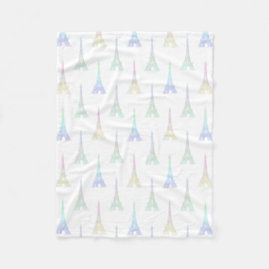 Paris Eiffel Tower Pastel Rainbow Fleece Blanket Deken (Voorkant)