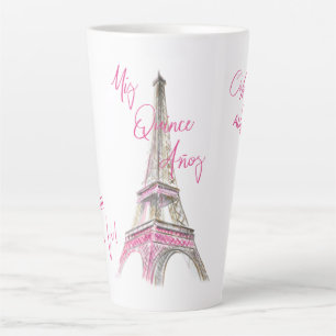 Paris Eiffel Tower Personalized Mis Quince Anos Latte Mok