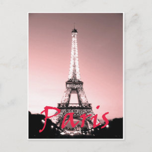 Paris Eiffel Tower Pink Briefkaart