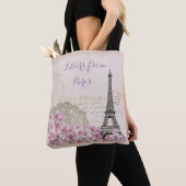 PARIS EIFFEL TOWER, PINK FLORAL ROMANTIC LETTERS TOTE BAG (Dichtbij)