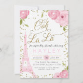 Paris Eiffel Tower Pink Gold Baby shower Kaart (Voorkant)